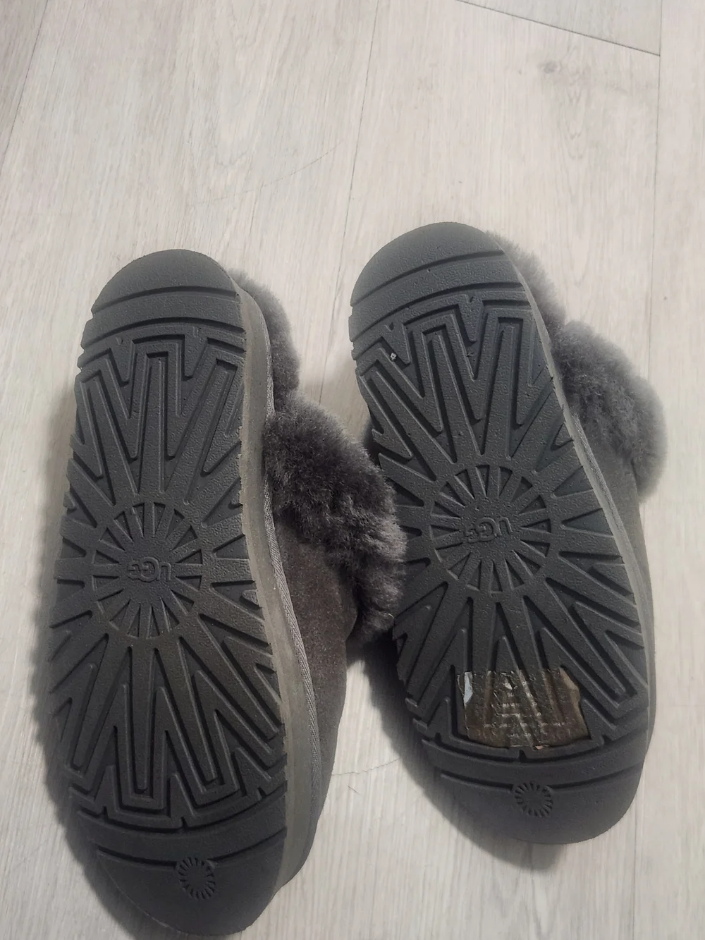 UGG Disquette Grey Suede Platform Slippers Size 8